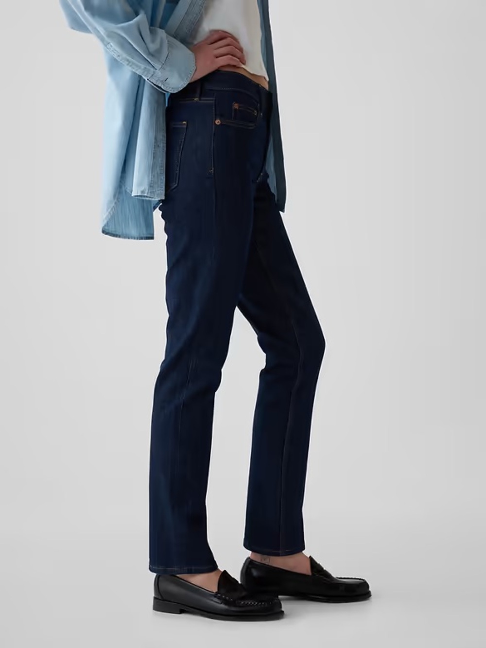 GAP Women's Navy Straight Leg Jeans - Picture 3 of 4